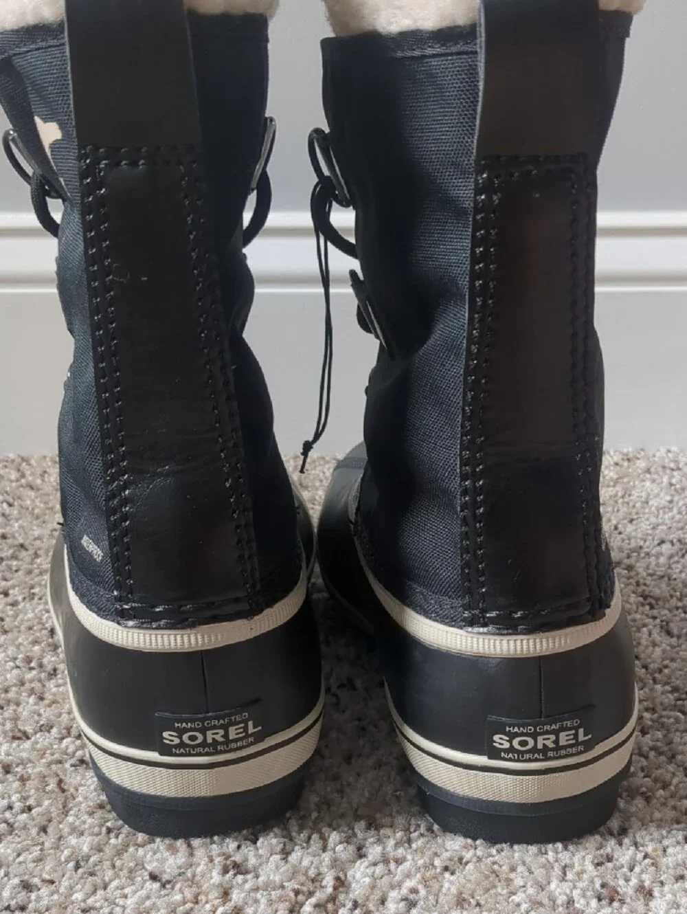Sorel Black and Cream Kids' Waterproof Snow Boots